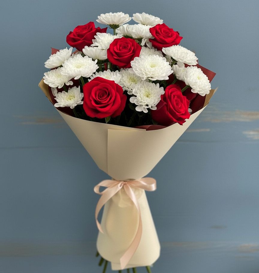 Букет цветов из: Розы и Хризантемы в Здвинске