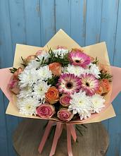 Букет цветов из:  Розы, Герберы и Хризантемы в Здвинске