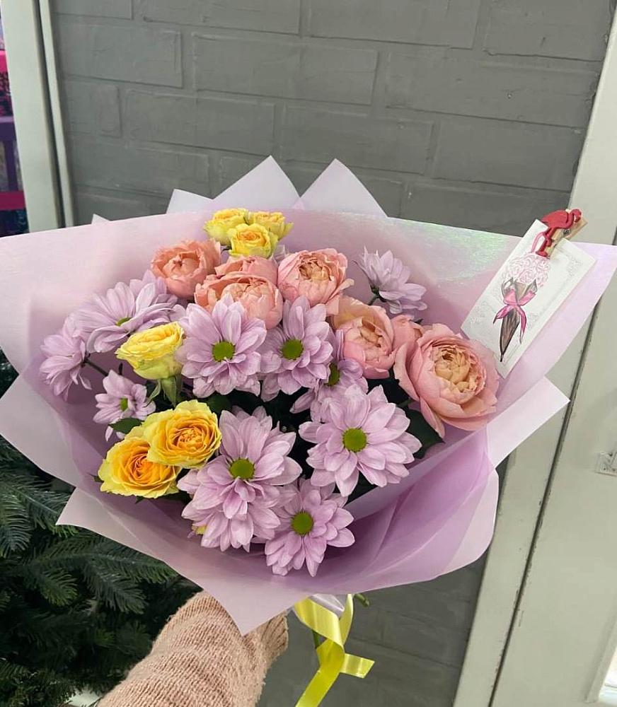 Букет цветов из: Хризантемы и Розы в Здвинске