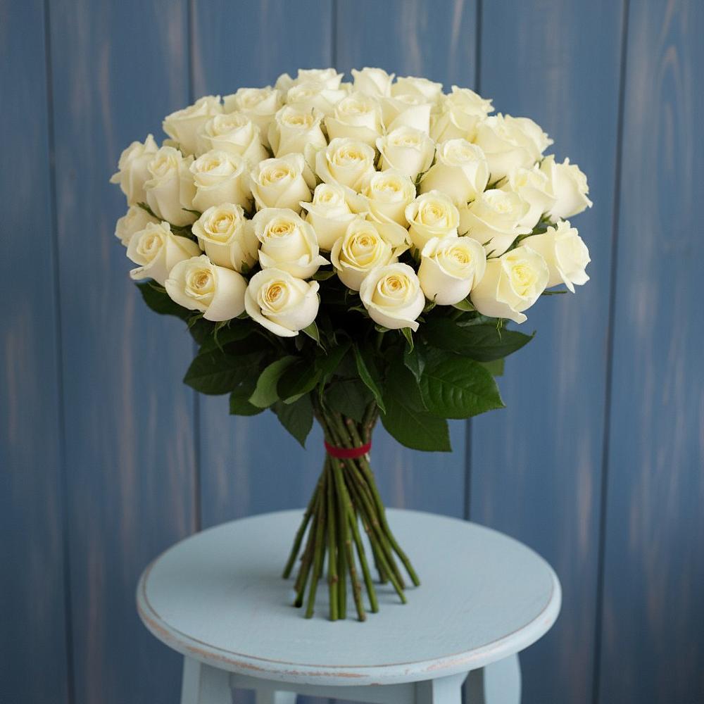 Букет 51 Белая роза Эдлесс Лав в Здвинске