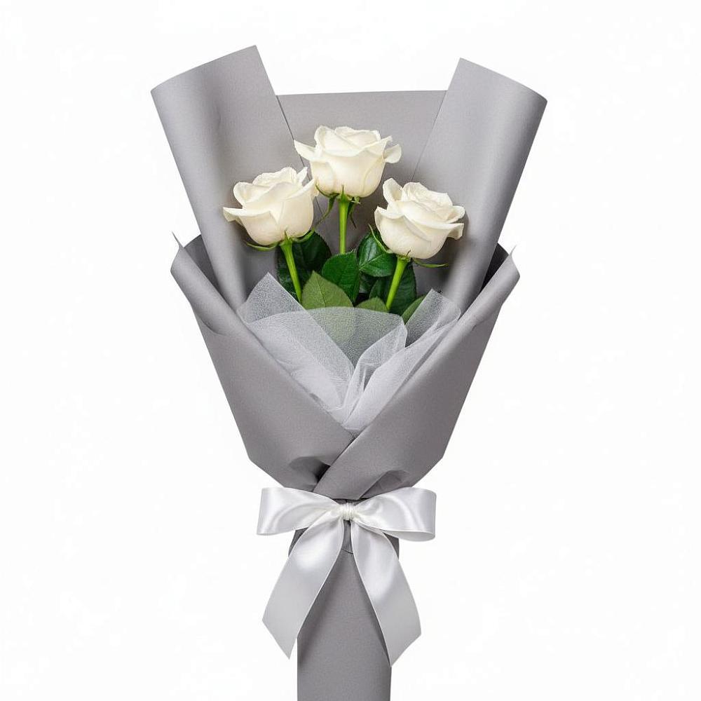 Букет 3 белые розы в Здвинске