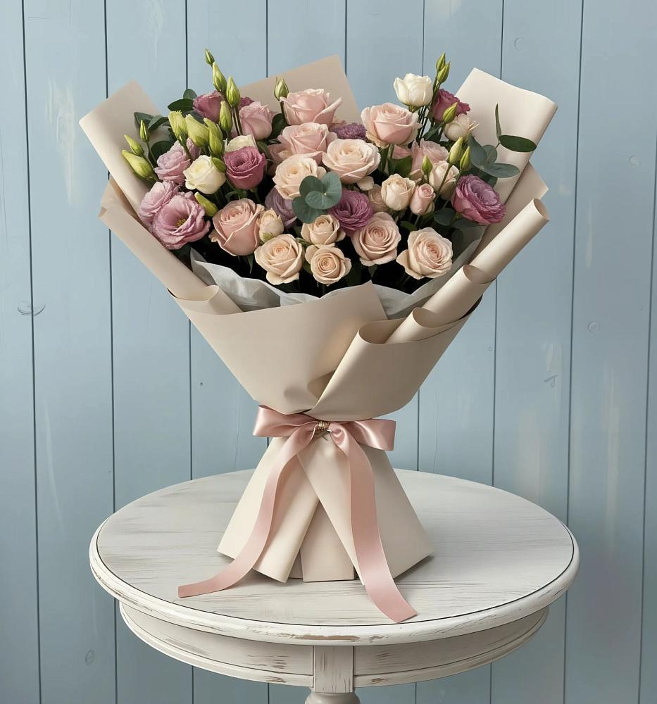 Букет цветов из: Розы и Лизиантусы в Здвинске