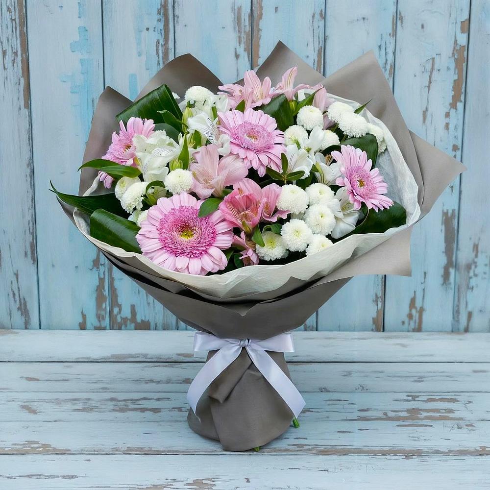 Букет цветов из: Герберы, Альстромерии и Хризантемы в Здвинске