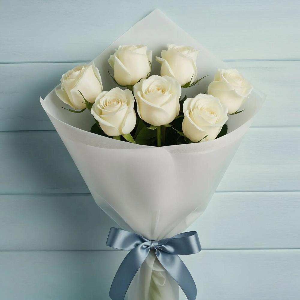 Букет 7 Белых роз Эдлесс Лав в Здвинске